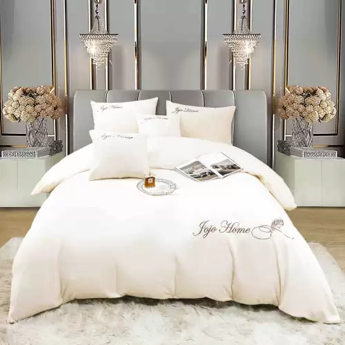 Lenjerie de pat, Soft Touch, Jojo Home, cu Blanita Short Hair, Rabbit, 200x230 cm, 6 piese, Alb