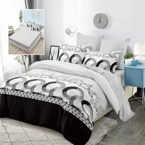 Lenjerie finet 6 piese cu husa - 160x200 si 180x200 (hf6p227)