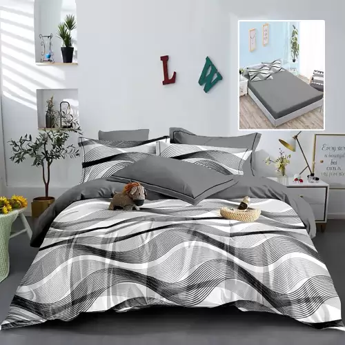 Lenjerie finet 6 piese cu husa - 160x200 si 180x200 (hf6p237)