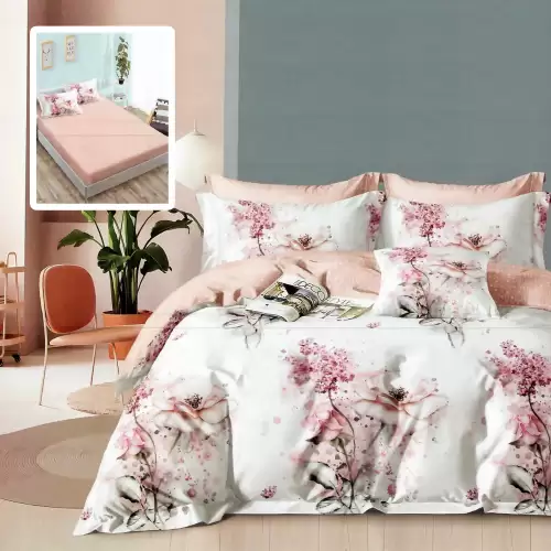 Lenjerie finet 6 piese cu husa - 160x200 si 180x200 (hf6p258)