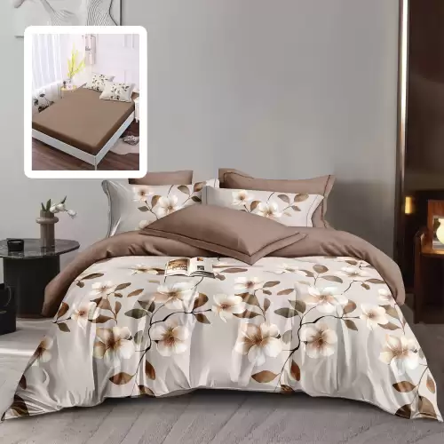 Lenjerie finet 6 piese cu husa - 160x200 si 180x200 (olive-vh)