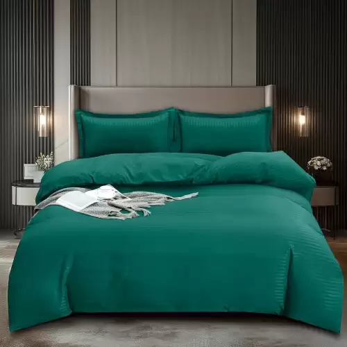 Lenjerie HoReCa, pat dublu, Damasc Finetat Deluxe, 4 piese, Pucioasa, Verde