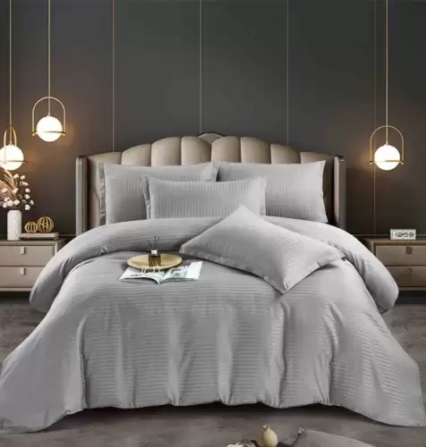 Lenjerie pat dublu 100% Damasc PREMIUM, 6 Piese, fara elastic