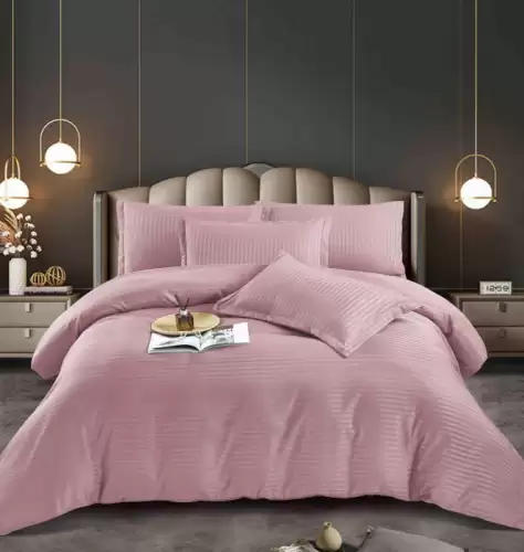 Lenjerie pat dublu 100% Damasc PREMIUM, 6 Piese, fara elastic