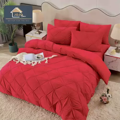 Lenjerie pat dublu cu elastic din catifea, 4 piese, pliuri brodate