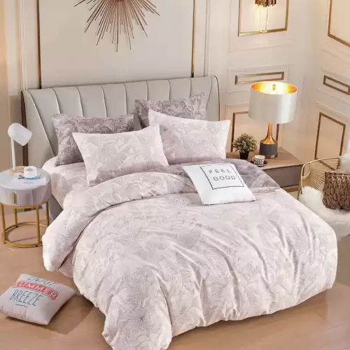 Lenjerie pat dublu,  FINET, 6 piese, Jojo Home, Bej, Frunze