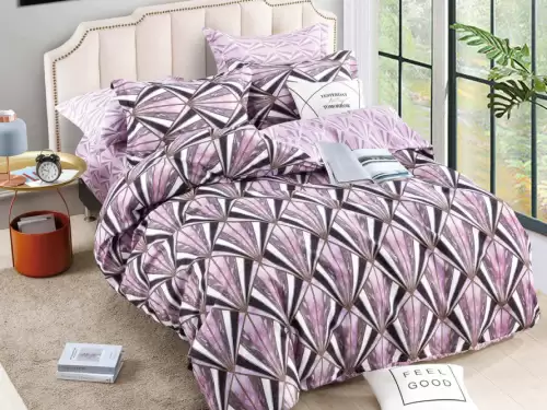 Lenjerie pat dublu,  FINET, 6 piese, Jojo Home, Lila-Multicolor, model elegant