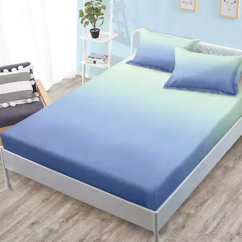 (OFERTA 3 la 159 Lei) Cearsaf cu elastic, FINET, 180x200cm, 2 fete de perne 50x70cm, Bleu, degrade