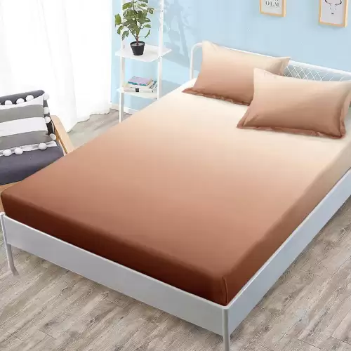 (OFERTA 3 la 159 Lei) Cearsaf cu elastic, FINET, 180x200cm, 2 fete de perne 50x70cm, Caramiziu, degrade