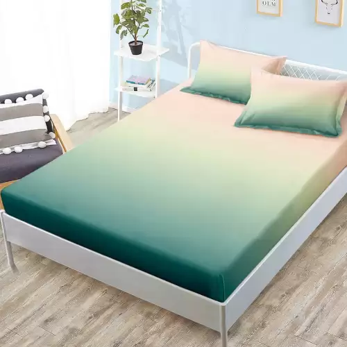 (OFERTA 3 la 159 Lei) Cearsaf cu elastic, FINET, 180x200cm, 2 fete de perne 50x70cm, Turcuaz, degrade