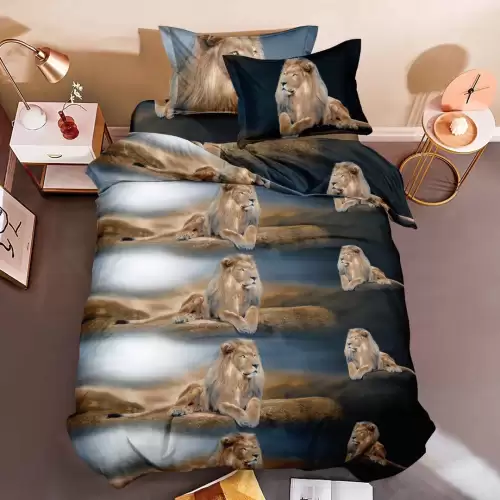 (OFERTA 3 la 199 Lei) Lenjerie pat 1 PERSOANA, 3 piese, IMPRIMEU 3D Multiplicat, Microfibra, Maro, lei