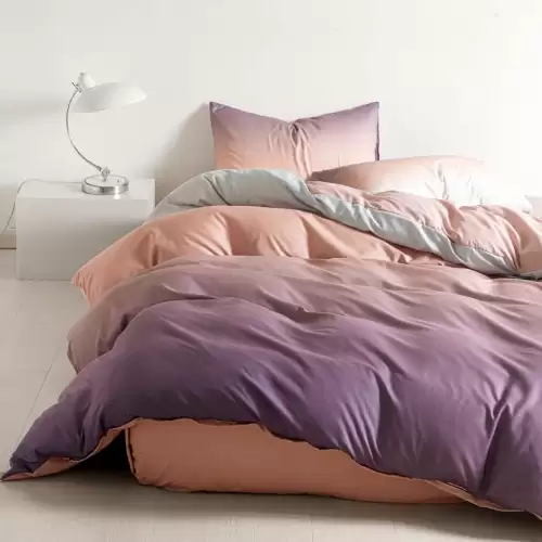 (OFERTA 3 la 199 Lei) Lenjerie pat 1 PERSOANA, FINET, 4 piese, Somon-Mov