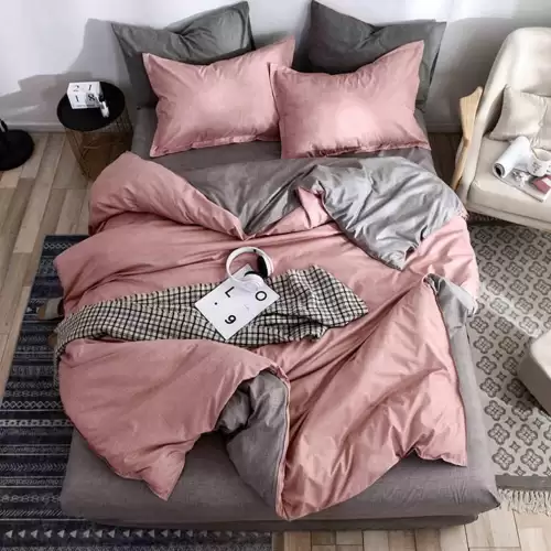 (OFERTA 3 la 199 Lei) Lenjerie pat dublu cu doua feţe, 4 piese, Finet Soft, Roz