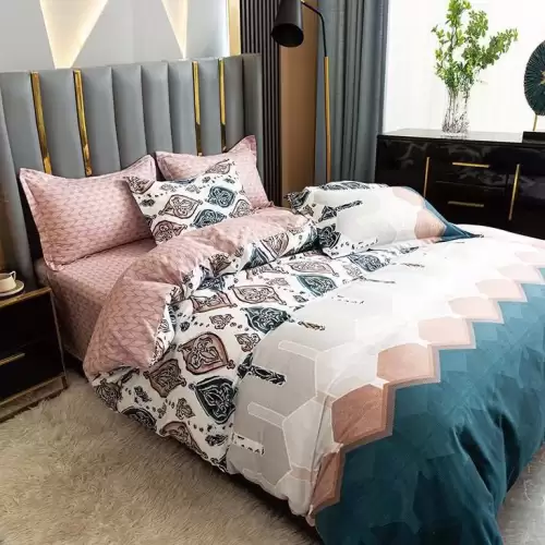 (OFERTA 3 la 199 Lei) Lenjerie pat dublu cu doua feţe, 4 piese, Finet Soft, Turquoise, model elegant