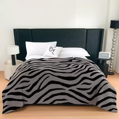 Patura Cocolino Groasa, 200x230 cm, Zebra, Gri Deschis