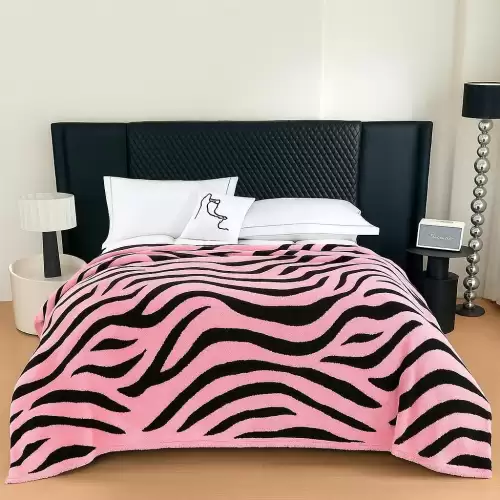 Patura Cocolino Groasa, 200x230 cm, Zebra, Roz Deschis