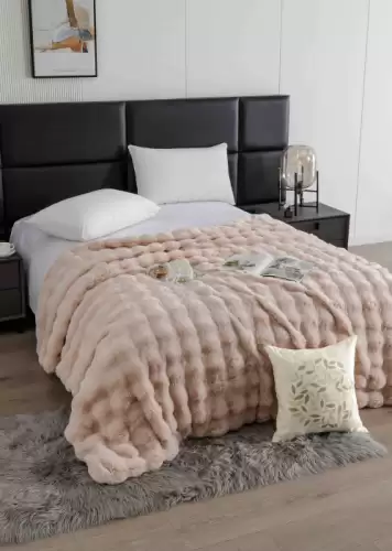 Patura Cocolino Premium cu Blanita de Iepure , Moale si Calduroasa, 200x230 cm