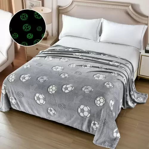 Patura Cocolino Pufoasa, Premium, cu Model Fluorescent, 200x230 cm – Confort si Eleganta de la Johny Home Pucioasa, Gri, Mingii de Fotbal