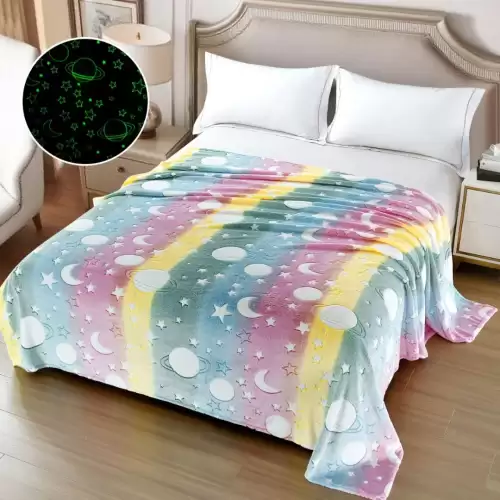 Patura Cocolino Pufoasa, Premium, cu Model Fluorescent, 200x230 cm – Confort si Eleganta de la Johny Home Pucioasa, Multicolor, Planete