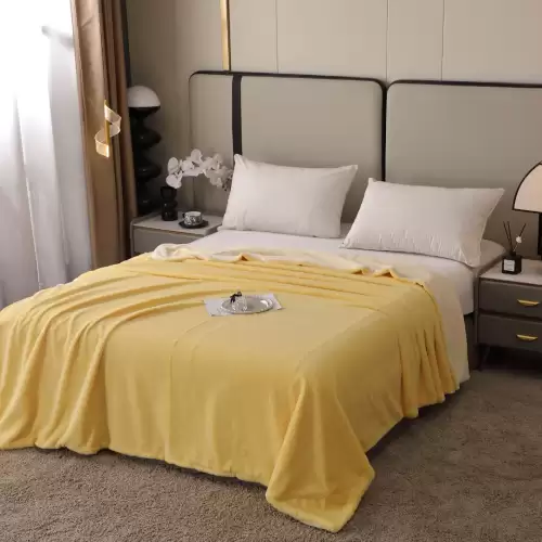 Patura Premium, 200x230cm, cu Blanita Shorthair si Cocolino, cu Fermoar, Galben – Lux, Caldura & Versatilitate!