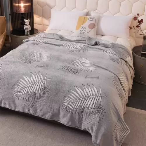 Patura Pufoasa CoCoLiNo, Jojo Home, 200x230cm, Gri, frunze