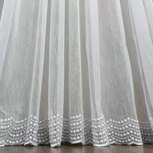 Perdea Ariel tip IN Brodat, Alb, 100cm latime x 260cm inaltime, cu rejansa pt bara