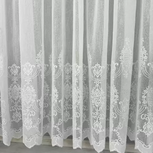 Perdea Monica din IN Brodat, Ivoire, 140cm latime x 260cm inaltime, cu rejansa pt bara