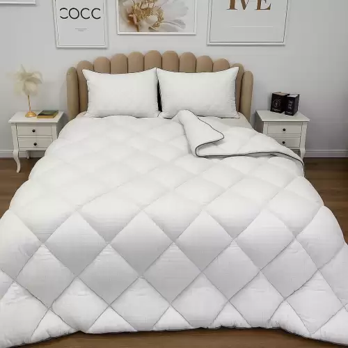 Pilota 200x220cm, Casetata, cu Puf Siliconizat, Fabricata in Romania