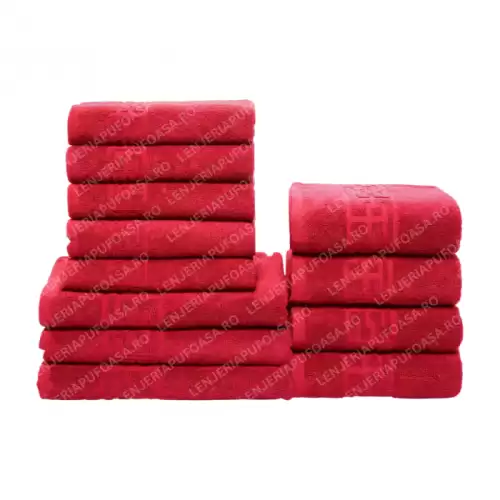 Set 12 Prosoape Maini Fata Corp, Bumbac 100%, 550g m  ² - Rosu