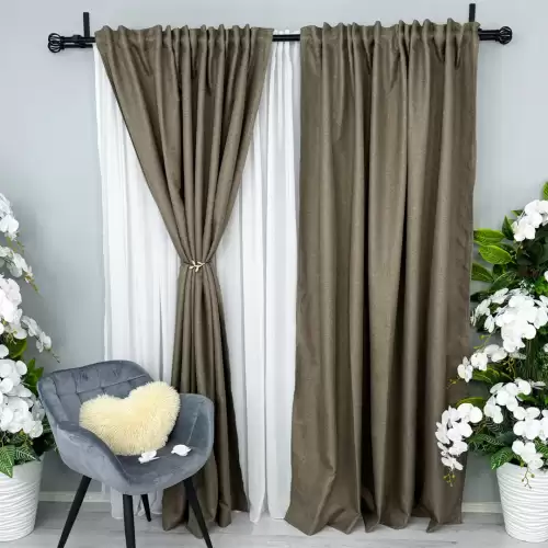 Set 2 Draperii HoReCa TEXTURATA tip IN - 200cm x 232cm , Rejansa pt. bara ,  Grej