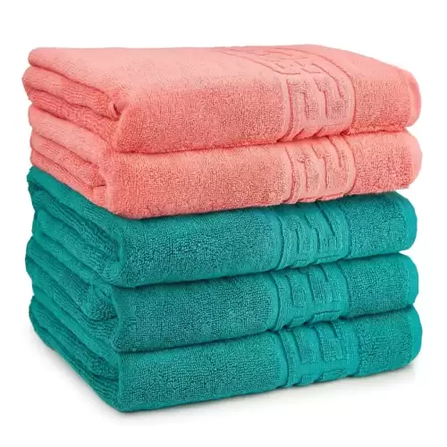 Set 5 Prosoape Baie, Bumbac 100% - Corai   Verde