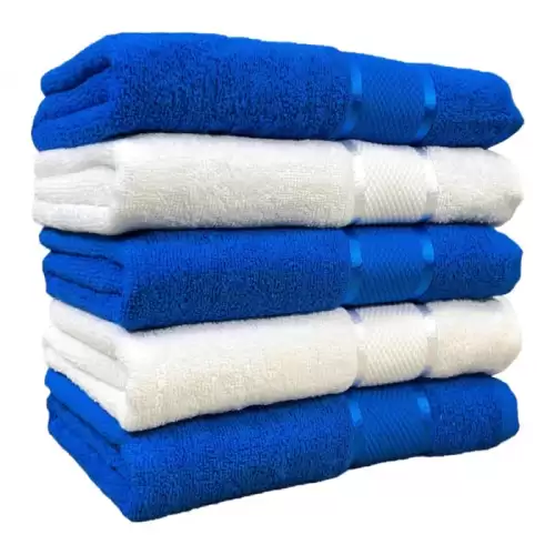 Set 5 Prosoape, Bumbac 100%, 400g m ², Albastru Alb