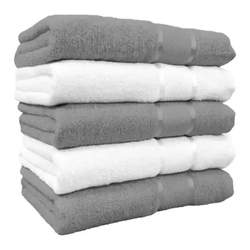 Set 5 Prosoape, Bumbac 100%, 400g m ², Gri Alb
