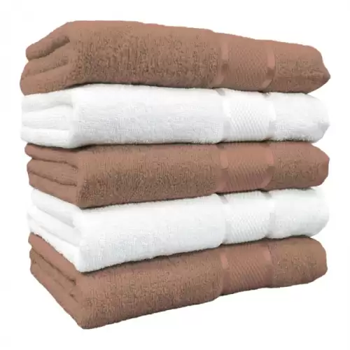 Set 5 Prosoape, Bumbac 100%, 400g m  ², Maro Alb