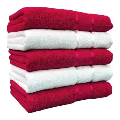 Set 5 Prosoape, Bumbac 100%, 400g m  ², Rosu Alb