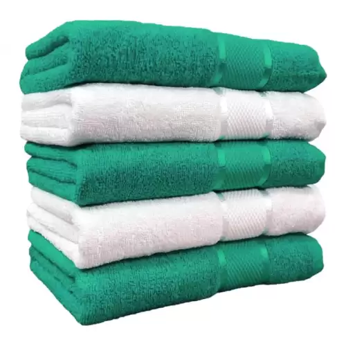 Set 5 Prosoape, Bumbac 100%, 400g m  ², Verde Alb