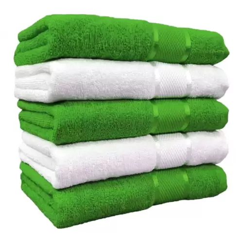 Set 5 Prosoape, Bumbac 100%, 400g m ²,Verde Deschis Alb