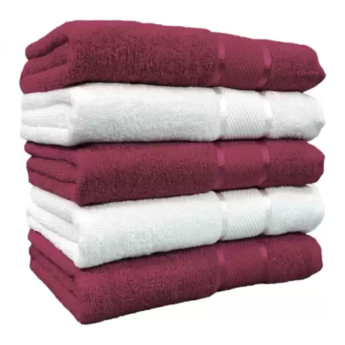 Set 5 Prosoape, Bumbac 100%, 400g m  ², Visiniu Alb