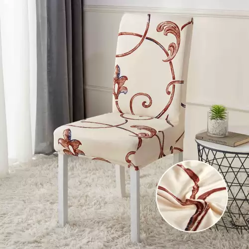 Set 6 huse universale pentru scaun, ELASTICE, Jojo Home, Crem, model clasic