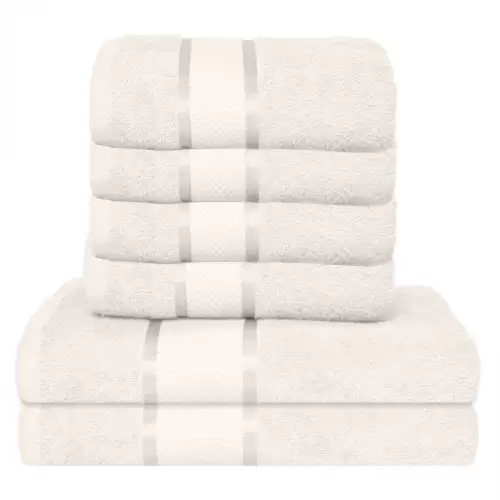 Set 6 Prosoape, Bumbac 100%, 400g m  ², Alb