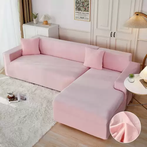 Set husa pentru coltar M + L, Catifea, Jojo Home, Roz