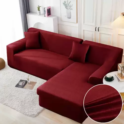 Set husa pentru coltar M + L, Elastica, Jojo Home, Visiniu, Uni