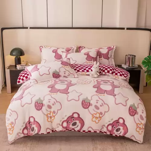 Set Lenjerie Cocolino, 4 Piese, Pat 1 Persoana - Ursulet Zmeura