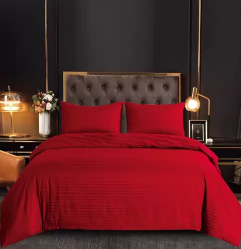 Set Lenjerie Pat Dublu, 4 Piese, Bumbac Damasc, cu Elastic