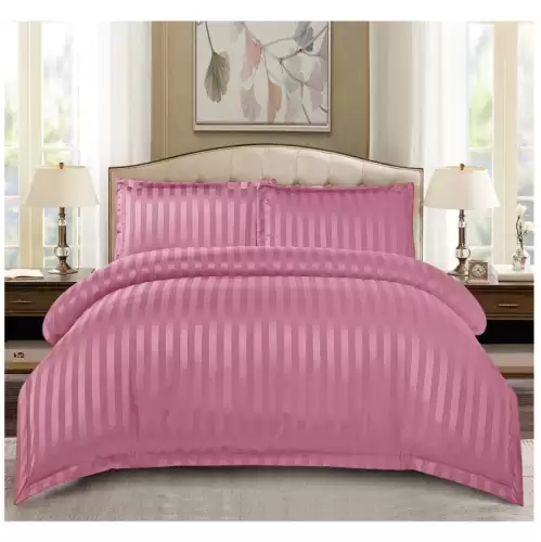 Set Lenjerie Pat Dublu, 4 Piese, Bumbac Damasc Finetat, cu Elastic