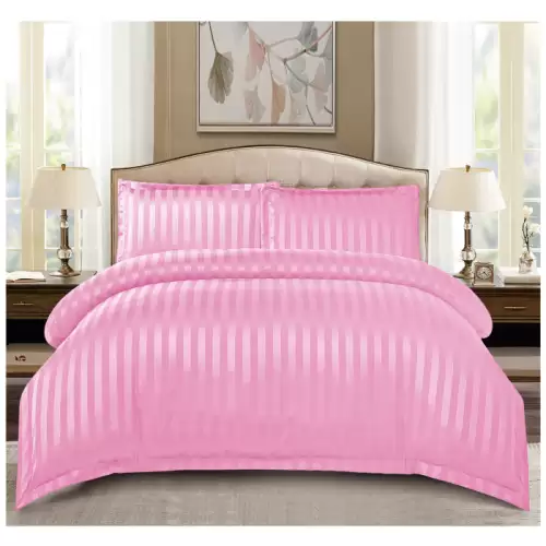 Set Lenjerie Pat Dublu, 4 Piese, Bumbac Damasc Finetat, cu Elastic