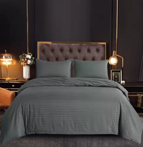 Set Lenjerie Pat Dublu, 6 Piese, Bumbac Damasc, Fara Elastic