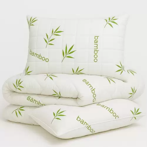 SET Pilota Bamboo 200x220cm + 2 Perne 50x70cm Bamboo, Matlasate cu fata lavabila, Fabricate in Romania