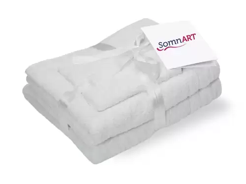 Set prosoape bumbac Somnart, 600gsm, de fata 50x90 cm + de corp 70x140 + de maini 30x50 cm, alb optic