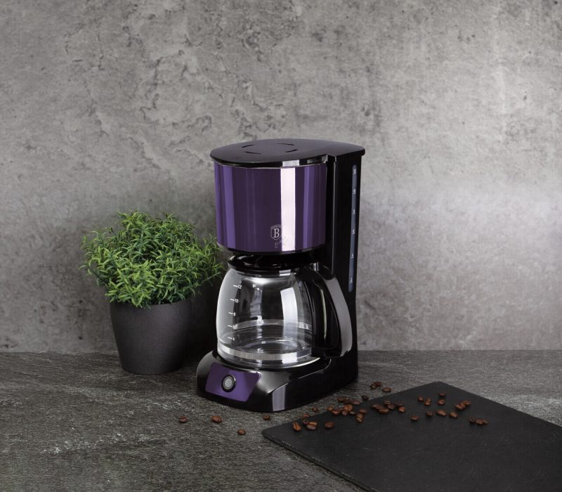 Aparat electric de cafea Berlinger Haus, Purple Eclipse, 800W, 1.5 L, plastic/inox, mov/transparent